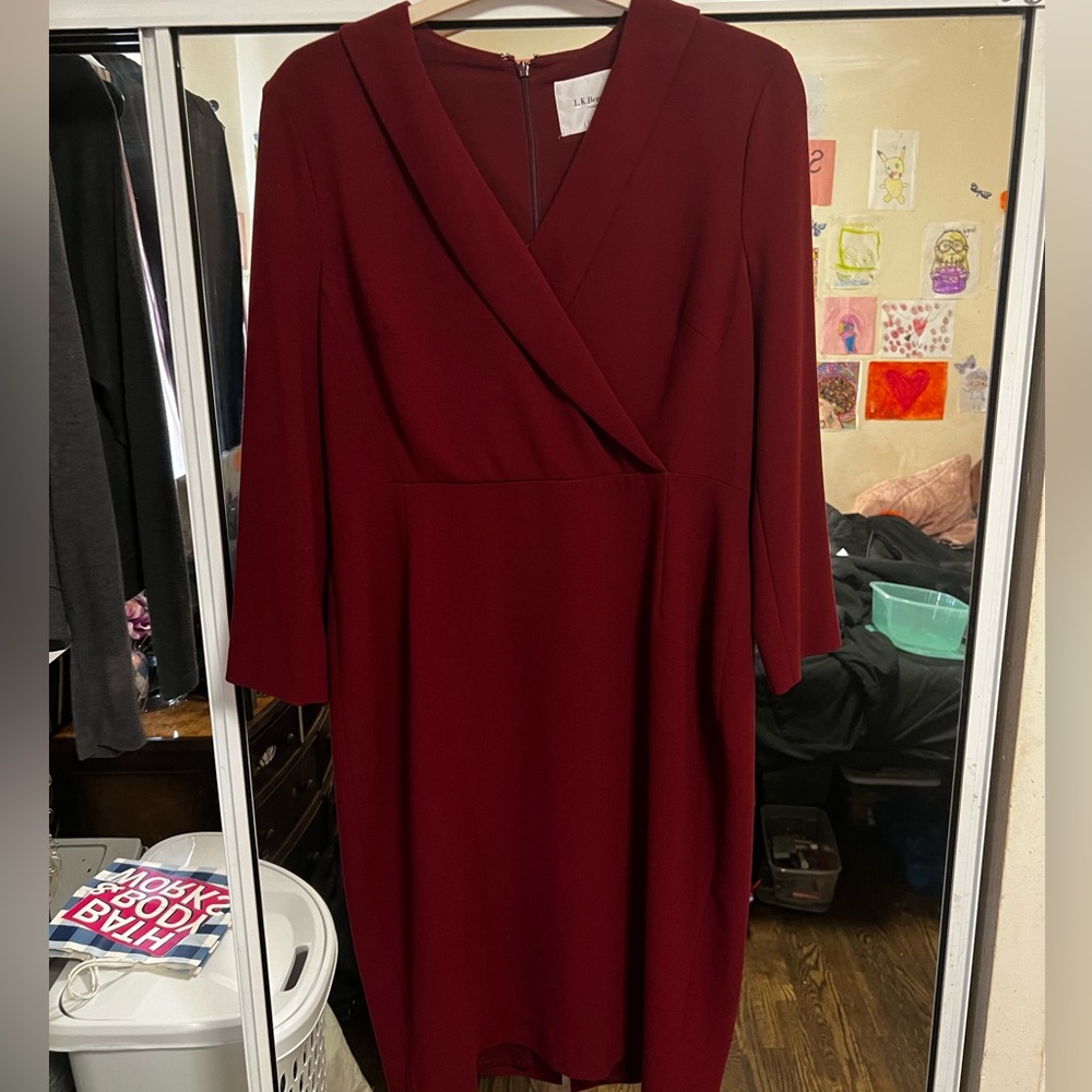 LK Bennett Deep Red Long Sleeve Dress